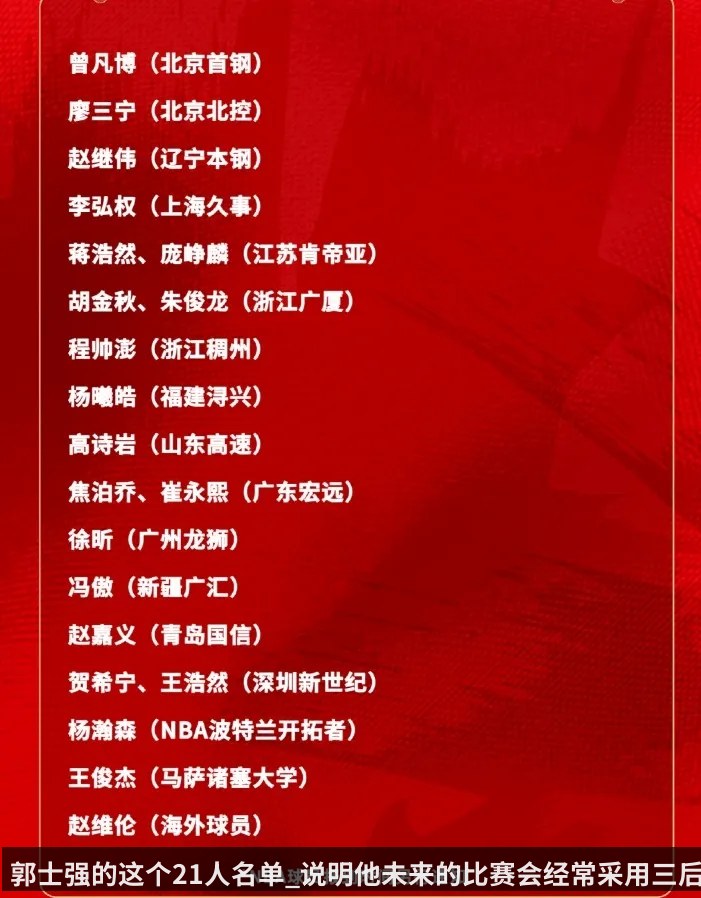 郭士强的这个21人名单_说明他未来的比赛会经常采用三后卫 | kaiyun